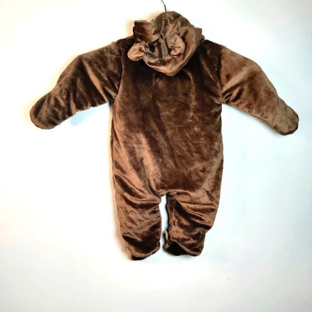 Carters Baby Bunting Outwear Hooded Footed Zip Up‎ Brown Moose Reindeer 6M Plush